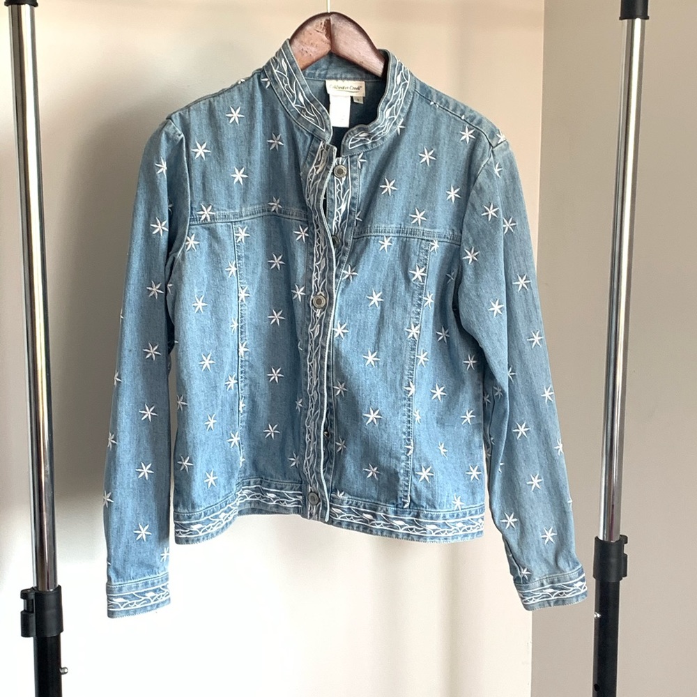 Star Embroidered Jeans Jacket